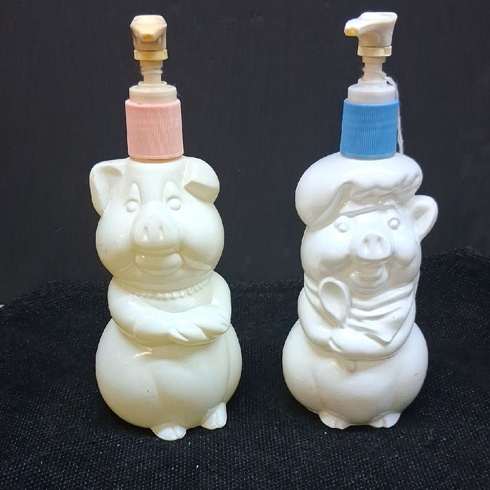 Vintage Avon pig shaped lotion or soap dispensers from 1980's